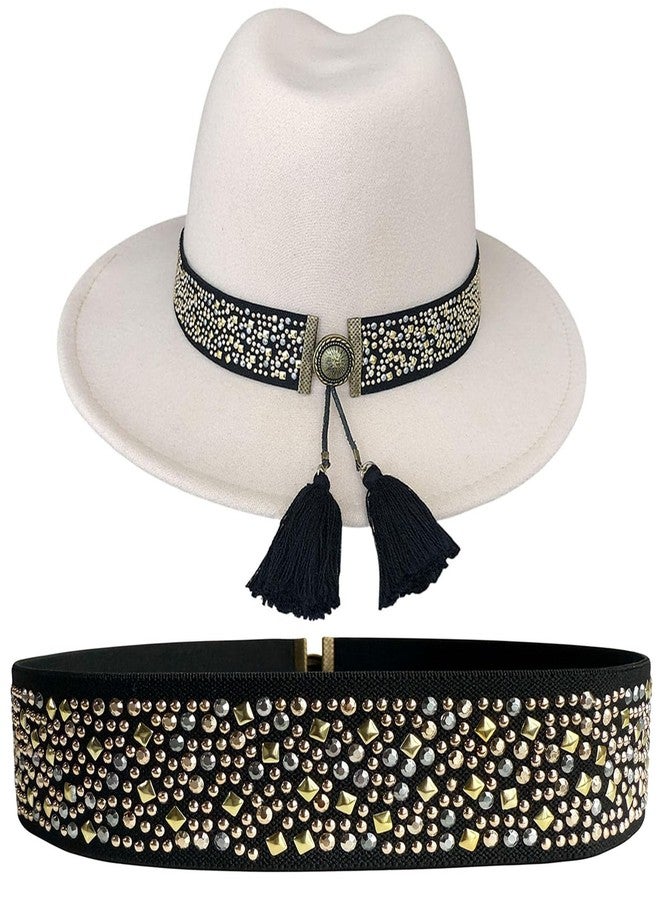 TCOMVEZ Hat Bands for Women Cowboy Hat Band Fedora Western Hat Band Black Golden - Image 1